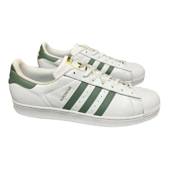 adidas Other - Adidas Superstar Men 13  Athletic Sneakers White Leather CQ0675 Stripe Gold RARE